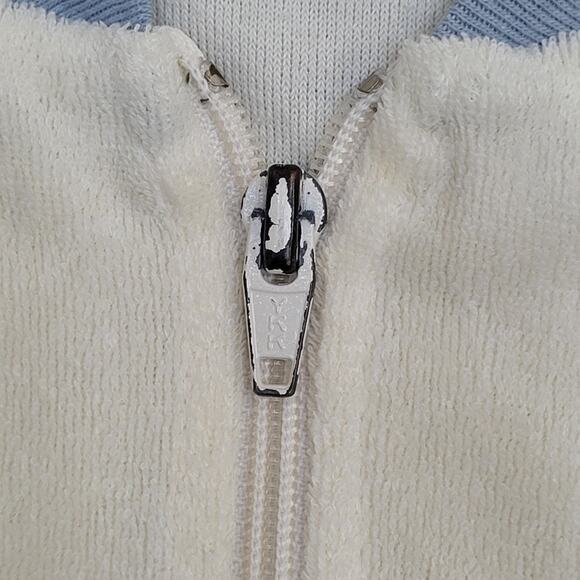 Vintage 80s MOD Terry Zip Sweatshirt Women Medium 19x23 Crop - Picture 8 of 9